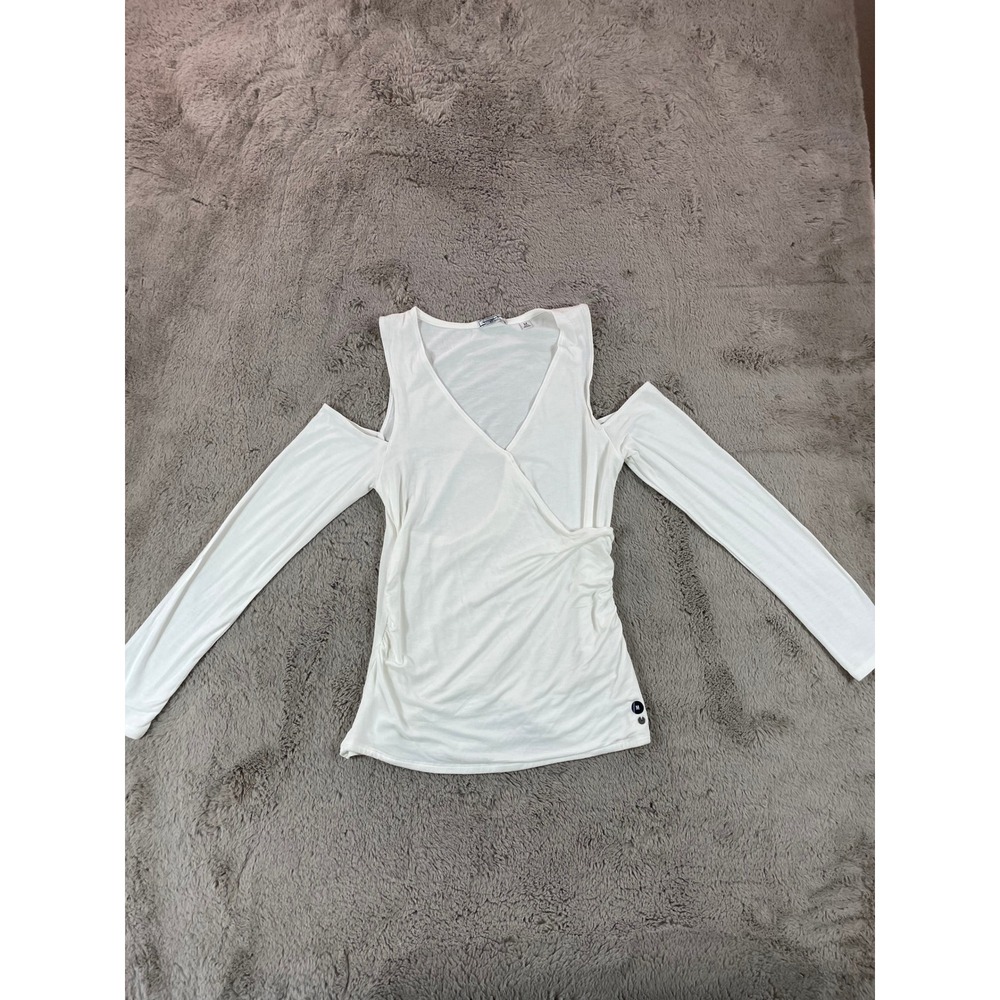 Abercrombie & Fitch Essentials‎ Cold Shoulder Long Sleeve Top White Medium